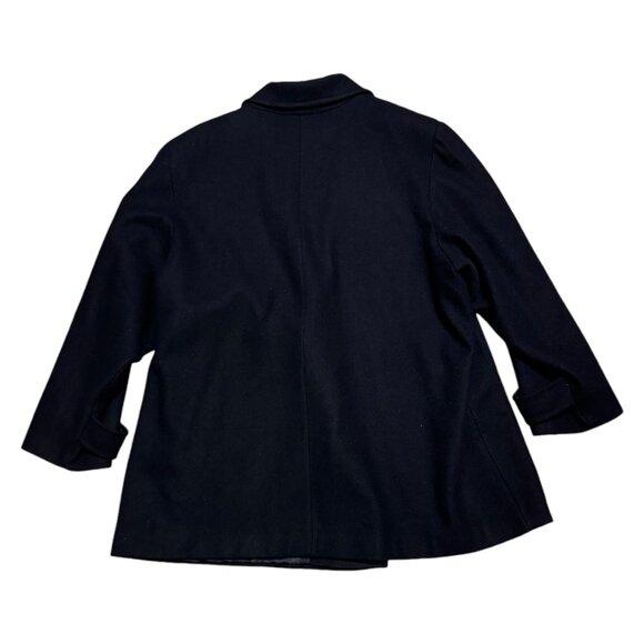 Stephanie Mathews Woman VINTAGE 90s Blue Luxury Designer WOOL Pea Coat 2XL - Picture 2 of 4